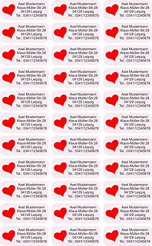 INDIGOS UG Namensaufkleber Kinder Schule - 56x23 mm - Adressetiketten selbstklebend - 066 - liebe - 99 Sticker Adressaufkleber personalisiert - Ordner, Bücher, Hefte, Briefumschläge