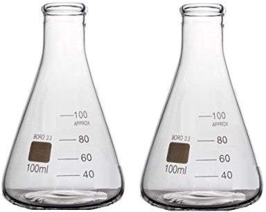 Rocwing - Borosilicate 3.3 Glass Graduated Conical Erlenmeyer Flask for Laboratory (100ml, 2 in a pack)