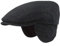 Herren Winter Schiebermütze mit Ohrenklappen Flatcap Schirmmütze 100% Wolle Newsboy ausklappbarer Ohrenschutz Hautfreundlich Bequem Fischgrät Blau 55