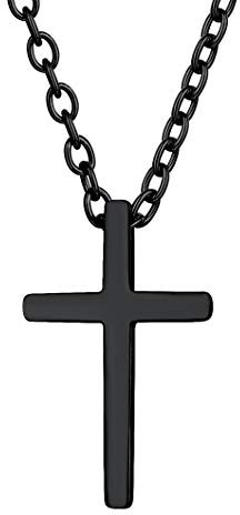 Richsteel Edelstahl Schwarz herrenkette mit Anhänger Kreuz herren kreuz kette für Christian und Religiöser Leute