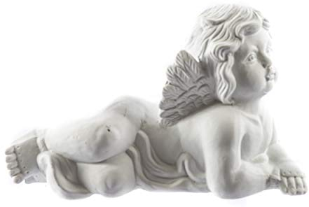 Knüllermarkt 31595-002 I Liegende Engel I Figur I Keramik I I weiß Gold I Weihnachten I Deko Weiß