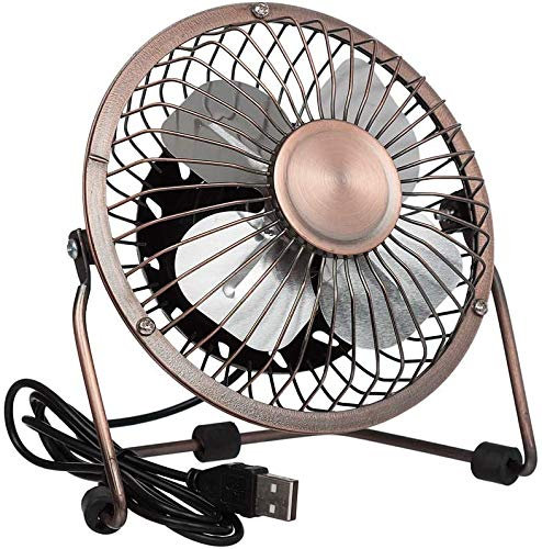 Invero 6-Inch USB Tilting Desktop Cooling Fan with Metal Shell and Aluminium Blades Ideal for Home, Office, Laptops, Notebooks, Desktop PC's and more - Simple Plug & Play - Antique/Bronze