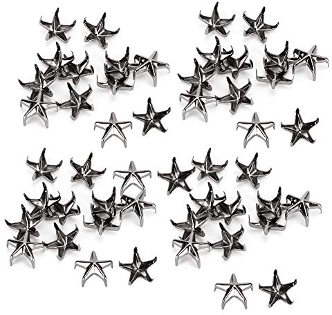 200 Pièces Étoile Rivets Décoration Cinq Branches Presse à Main Pointes Accessoires Bricolage Scrapbooking Découpage Noir Mat