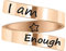 LucBuy Edelstahl Keep Eng Gravierte Inspirierende Geschenke Verstellbare Ringe Schmuck für Männer Frauen Teenager (I am Enough - Roségold)