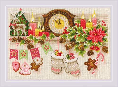 Riolis Kreuzstichpackung Weihnachtsregal 30x21cm, Zählmuster