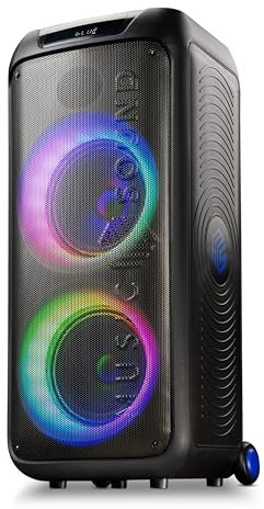 Music Sound SOUND BOX, Speaker Bluetooth Portatile, 110W, Luci RGB Sync, True Wireless, Maniglia e Ruote, 3 Ore di Autonomia, Audio Potente per Party Outdoor