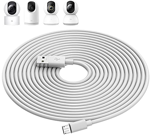 ACAGET 10M Cable de Carga de Enchufe USB a Micro USB para XIAOMI Cámara 2K/Pro,Cables de Extensión de Alimentación para Cámara de Seguridad para XIAOMI Cámara/YI/Cloud,Wyze/Nest/Arlo Q/Furbo Dog Cam