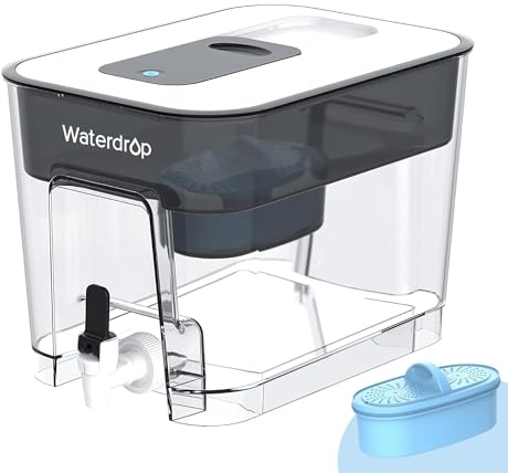 Waterdrop Alkaline Water Filter Dispenser, Large 40-Cup, Healthy, Clean & Toxin-Free Mineralized Alkaline Water, 100-Gallon, BPA Free, Black (1 Filter Included)