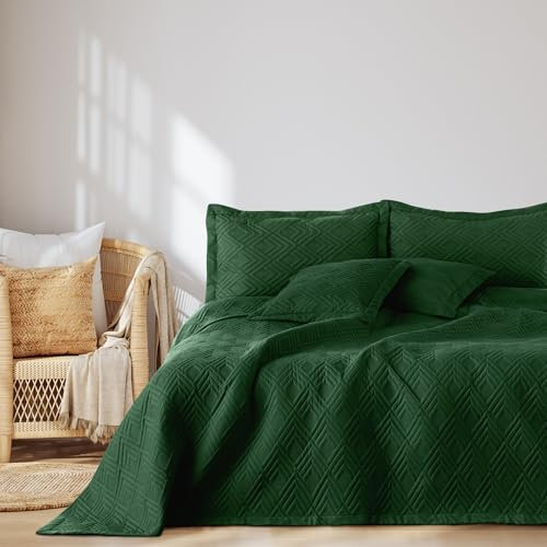 AmeliaHome Tagesdecke 260x280 cm Bettüberwürf zweiseitig Ultrasonic Steppung Polyester Ophelia Dunkelgrün
