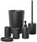 ZCCZ Badezimmer Set – 6-teiliges Organizer-Set mit Toilettenbürste, Mülleimer, Zahnbürstenhalter, Seifenspender, Seifenschale und Becher – Elegante Deko in Schwarz mit Hexagon-Muster für modernes Bad