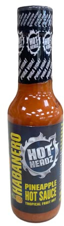 Hot-Headz! Pineapple & Habanero Hot Sauce. Scoville Rating 100-350k, Spicy & Sweet Pineapple Hot Sauce for Cooking for Use As Marinade, Glaze, Sauce Or Dip. Gluten-Free & Vegan Hot Sauce (148ml)
