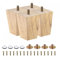 sourcing map Furniture Legs, 3 Inch(80mm) Set of 4 Square Solid Wood Couch Legs Chair Table Feet Sofa Support Replacement Parts, with Accessories, Light Brown