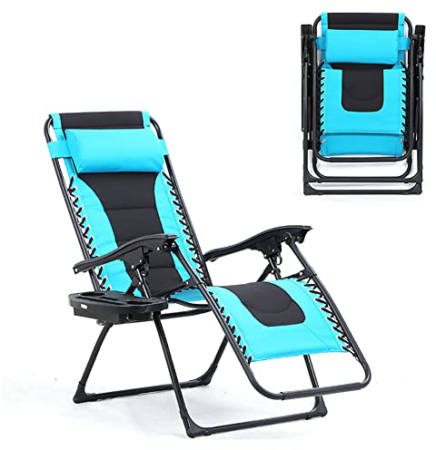 Loungesessel, Klappbarer Lounge-Tisch mit Kissen, Getränkehalter, Tabletts, Schwerkraftstühle, Outdoor-Liegestuhl, Zero Gravity-Stuhl, Terrasse, Garten, Strand, Pool, Kissen, Unterstützung, 2er-Set,