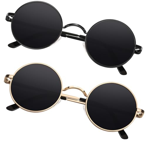 Sonnenbrille Herren Polarisiert Retro Rund 70er Kleine Größe Hippie Brille Damen 100% UV-Schutz Cat 3 CE