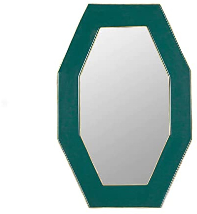 Paoletti Framed Octagonal Wall Mirror, Teal, 39 x 59 x 2cm