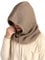 YUONNY Winter Gestrickt Kapuzen Mütze Schal mit Verstellbarer Kordelzug, 100% Kaschmir Sturmhauben Beanie Mütze Warme Schlauchschal für Damen Herren, Unisex Weich Ski Strickmütze Neckwarmer Camel