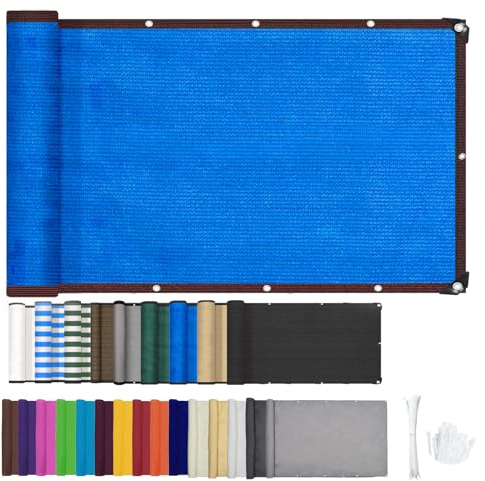 ZHHAN Balkon Sichtschutz Wind- und UV-Schutz Balkon Sichtschutz für Terrasse, Hinterhof, Terrasse, Balkon inkl. Kabelbinder 8 Tage Lieferzeit 9 Farben 48 Größen(1.1x1m,Blau)