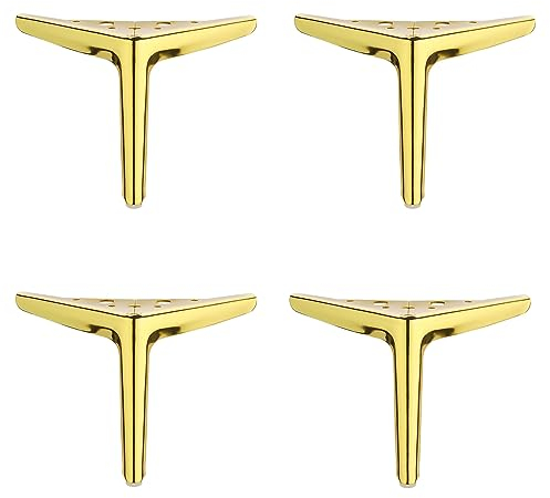 4 Möbelbeine,Moderne Dreieckige Metall Möbelfüße,Metall Möbelbeine,Dreieck Möbelbeine DIY Ersatz für Schrank Beine,für Couch Stuhl Ottomane Füße,mit Schrauben (25cm/9.84in,Gold)