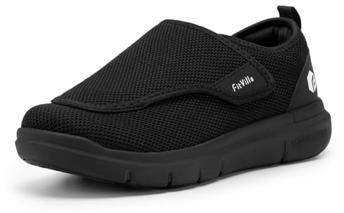 FitVille Schuhe mit Klettverschluss für Damen Diabetiker extra weit EasyTop Wings Halbschuhe für geschwollen Füße Schwarz 42.5 EU X-Weit