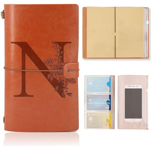 HSDSH Leder Notizbuch, Nachfüllbares Reisejournal, Vintage Tagebuch zum Geburtstag Geschenk für Frauen Männer, Personalisierte Geschenke für Mama Papa Schule Freund Lehrer Schwestern Kollegen（N