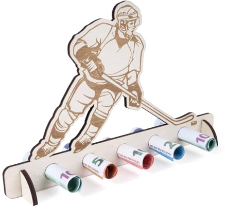 BOFUNX Geldgeschenk Eishockey Geschenkidee aus Holz Eishockey Geschenke für Männer Originelles Geldgeschenk für Geburtstag Familie Freund Kollege