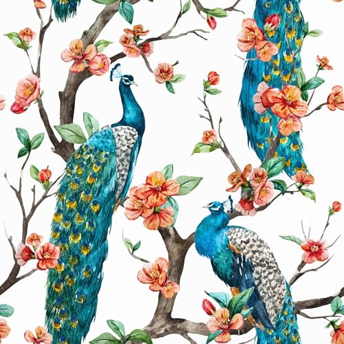 20 Servietten Tiermotive Exotische Pfauen an Blüten als Tischdeko. Papierservietten mit Motiv. Auch für Decoupage und Serviettentechnik 33x33cm