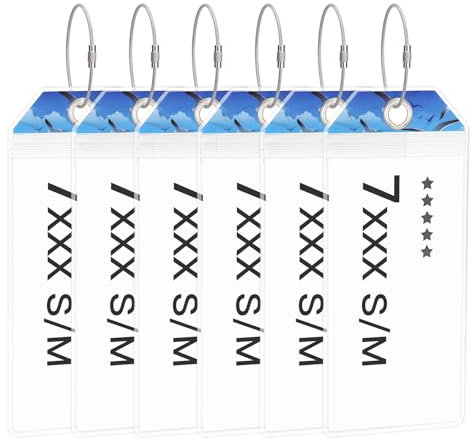 Yizhet 6 Stück Kofferanhänger für Kreuzfahrten, auffälliges Möwenmuster, mit verschraubbarem Metallband, wasserdicht (19 cm x 9 cm)