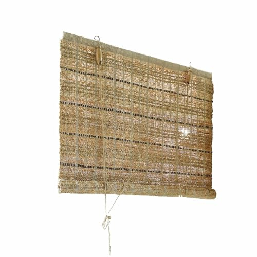 Loberon Rollo Nacarie, Grob Handgewebt, Natürlicher Look, Lichtfilternd, Raffrollo, Sichtschutz, Jute, Baumwolle, braun