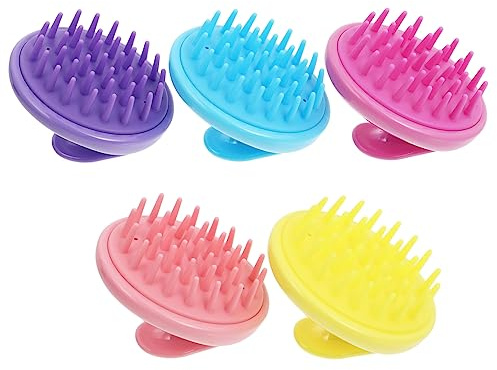 5 Stück-pack Haarmassagekämme aus Silikon für Haarwäsche und Pflege | Kopfhautmassagegeräte, Kreative Form, Leicht und Reisefreundlich, für Reinigung und Entspannung Zufällige Farbe