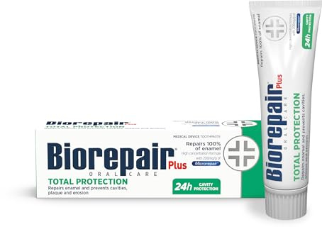 BIOREPAIR Plus Total Protection - Fluoride Free Hydroxyapatite Toothpaste, Repairs Enamel & Prevents Cavities Plaque and Erosion, Toothpaste for Sensitive Teeth - Oral Care, 75ml, Made in Italy