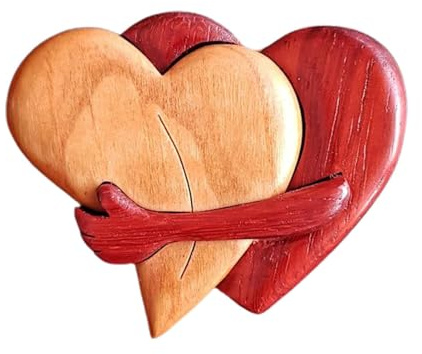 Holzherz-Ornamente – Herz-Puzzle-Skulpturen | Umarmungen und Liebe Herz-Ornamente | Spezielle Handhaltung | Holzherz- -Ornamente für Heimdekorationen