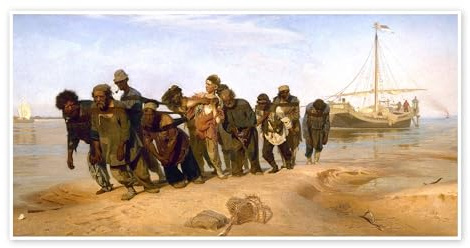 Die Wolgatreidler Poster von Ilya Efimovich Repin 80 x 40 cm Beige Wandbilder Wanddeko