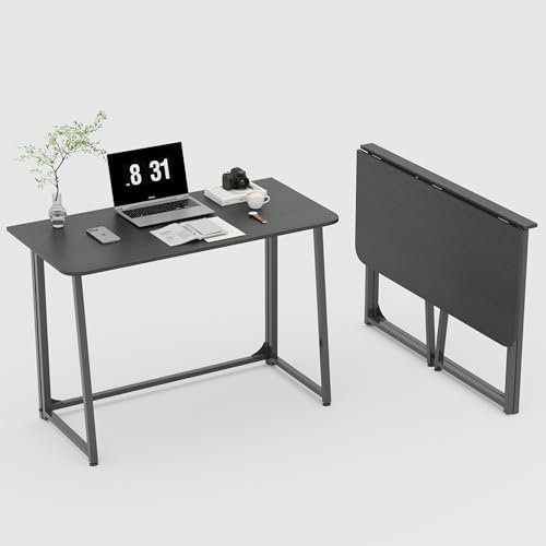 CAIYUN Klappbarer Schreibtisch 80 x 45 cm für Kleine Räume, Home Office - Einfache Montage, aus Holzwerkstoffen in Schwarz