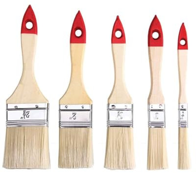 JEXOWIQ Lackierpinsel 5PCS,Flachpinsel, working tools Flachpinsel-Set 3-teilig, Breite 1 Zoll, 1.5 Zoll, 2 Zoll, 2.5 Zoll, 3 Zoll, Malerpinsel Set mit Holzgriff