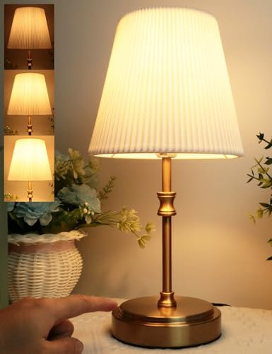 HSLighting Nachttischlampe Touch Dimmbar, 31.5cm Tischlampe Wohnzimmer Glühbirne 3 Helligkeitsstufen Einstellbar Schreibtischlampe Minimalistische Tischleuchte für Nachttisch Schlafzimmer Lesen Hotel
