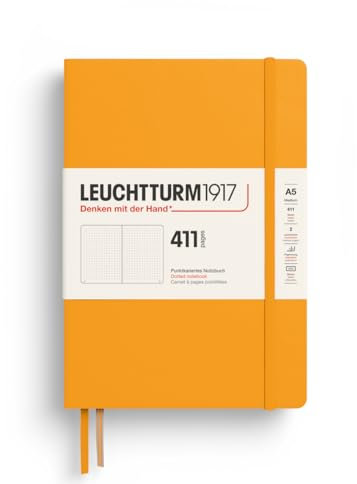 LEUCHTTURM1917 372925 Taccuino 411 Medium A5, Copertina rigida, 411 pagine numerate, Rising Sun, Puntini - Più pensieri, più idee, più ricordi, più pagine