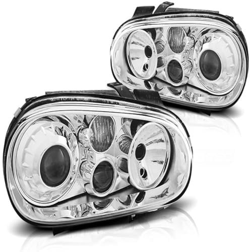 Design Klarglas Scheinwerfer kompatibem mit Golf 4 97-03 chrom nicht passend bei Fahrzeugen mit werkseitigem Xenon