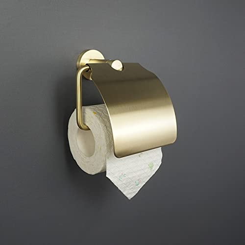 Porte-serviettes mural en acier inoxydable brossé doré avec porte-papier toilette rond pour bouteille de savon, peignoir, manteau, accessoires de salle de bain