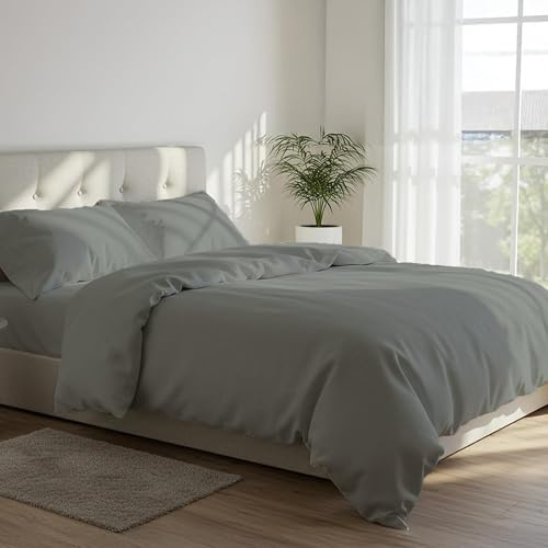 DANYDude 100% Egyptian Cotton 400TC Double Duvet Cover and Pillowcase Set | Hypoallergenic Machine Washable, Double Bed Quilt Cover Set