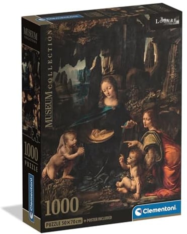 Clementoni Puzzle Museum Collection 1000 Teile Erwachsene - Leonardo Felsgrottenmadonna - 70 x 50 cm - Anspruchsvolles Puzzle 14-99 Jahre - 39976