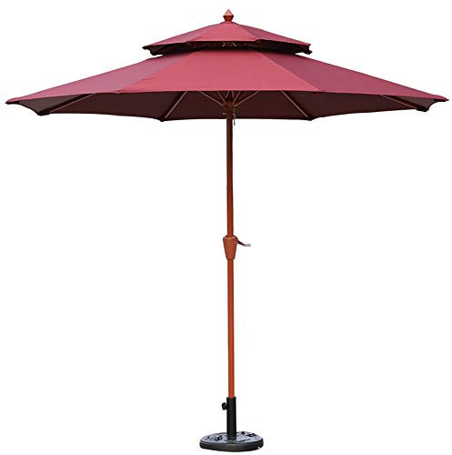 EUTYRG Parasol de Jardin 270cm/9 Pieds, Patio extérieur, Grain de Bois, Parasol à Double Dessus avec manivelle pour Jardin, Piscine de Plage