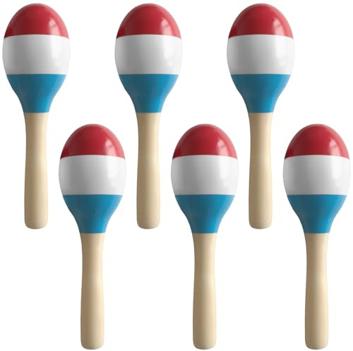 JIEHIN 6 Stück Mini Holz Maracas, Maracas Rassel aus Naturholz, Handbemalt Hölzerne Maracas Instrument für Rhythmus, Musikalischen Spaß, Geburtstagsfeiern, Karneval