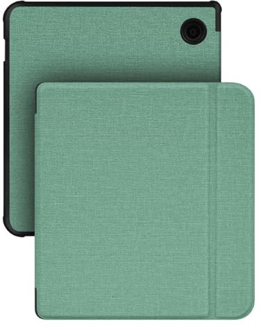 GIOPUEY Hülle Kompatibel mit Kobo Libra H2O/Tolino Vision 5, Flip Case Weiche Silikon-Rückenschale [Bracket-Funktion] hautähnliche Textur - Green