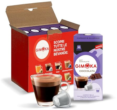 Gimoka Goût CHOCOLATE- 50 Capsules Aluminium - Compatibles avec les machines à café à usage domestique Nespresso* - Produit en Italie (lot de 5 x 10)