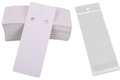 Lot de 100 cartes de présentation avec sacs auto-scellants pour afficher des porte-clés, des emballages de bijoux (15 x 5 cm)