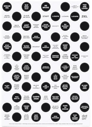 dot on Klebepunkte motivation 20 mm | 107 Sticker | perfekt als Ergänzung für alle dot on Kalender | Aufkleber Klebepunkte dots Planen Organisation Motivation Dekoration