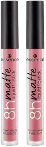 Essence Cosmetics 8H Matte Rossetto Liquido, Lunga Durata, Opacizzante, Asciugatura Rapida, Opaca, 2.5 ml (Confezione da 2)