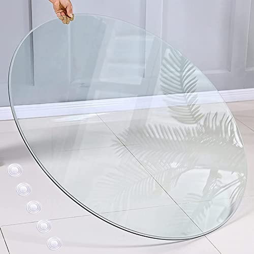 Plateau rond en verre trempé transparent – 40 cm à 80 cm bord biseauté 0,9 cm d'épaisseur en verre pour table de salle à manger et tables basses, remplacement parfait pour les meubles