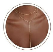 Turandoss Gold Lange Y-Kette Damen – Zierliche Lange Y-Kette 14K Vergoldete Y-förmige Mehrreihige Kette für Damen Trendiger Shlichter Schmuck Gold