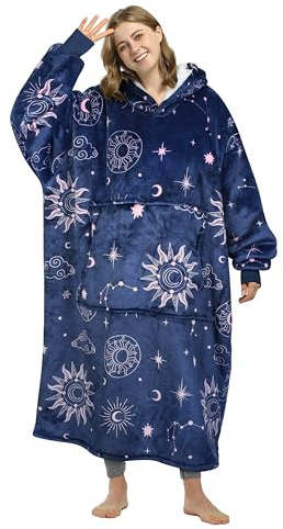 Kato Tirrinia Felpa Coperta con Cappuccio Oversize Calda, Morbida Flanella Coperta Pullover da Donna, Comoda Felpa con Cappuccio, Coperta Regalo Accogliente per Adulti, Uomini, Donne, Adolescenti